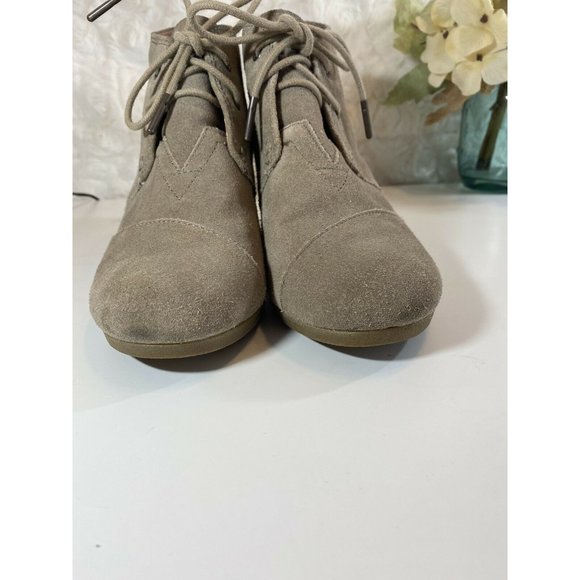 Toms Desert Wedge Women's Sz 7.5 Taupe Beige Suede - Picture 6 of 8